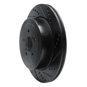 Subaru Impreza Brake Rotor (1) - Rear Right - R1 Concepts - Drilled & Slotted - Black - `03-`04